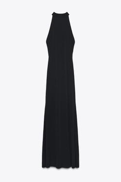 ZARA ДЛИННОЕ ПЛАТЬЕ ХАЛТЕР С ОТКРЫТОЙ СПИНОЙ, ЧЕРНЫЙ