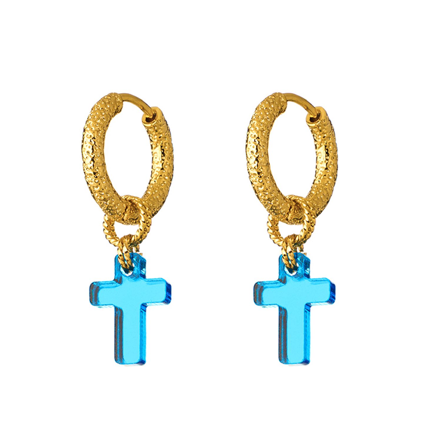 Серьги Cross Mini Blue Earrings