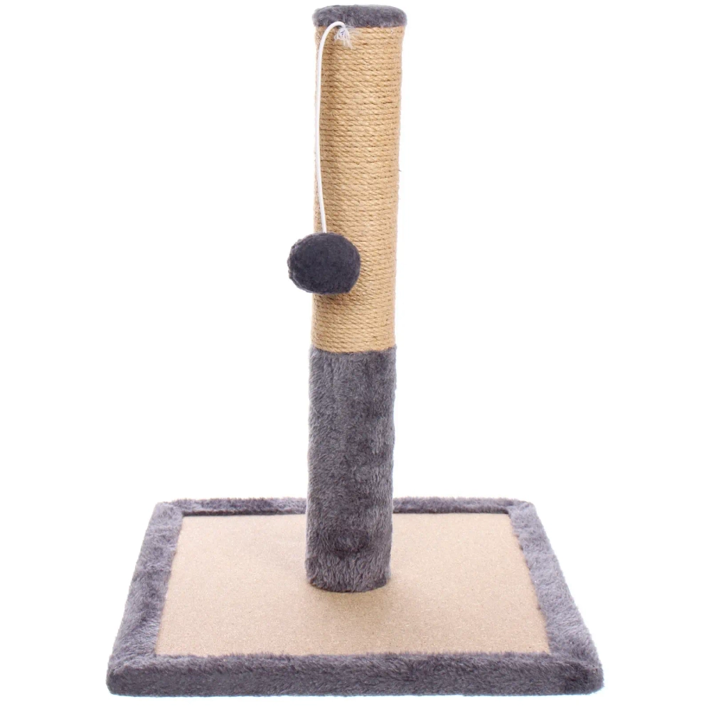 Когтеточка на подставке «Счастливый хвост!, цвет серый, 30*30*42см / d-6см