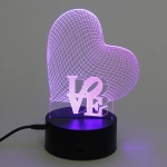 Светильник ночник «3D-LOVE» на пластиковой подставке, с включателем USB
