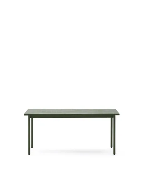 Уличный стол Maurina из оцинкованной стали зелёного цвета с зелёной керамической плиткой 182 x 91 см