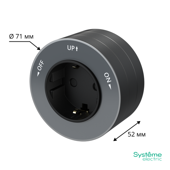 MULTITRACK Розетка 2К+З круглая 16 А/250 В ГРАФИТ