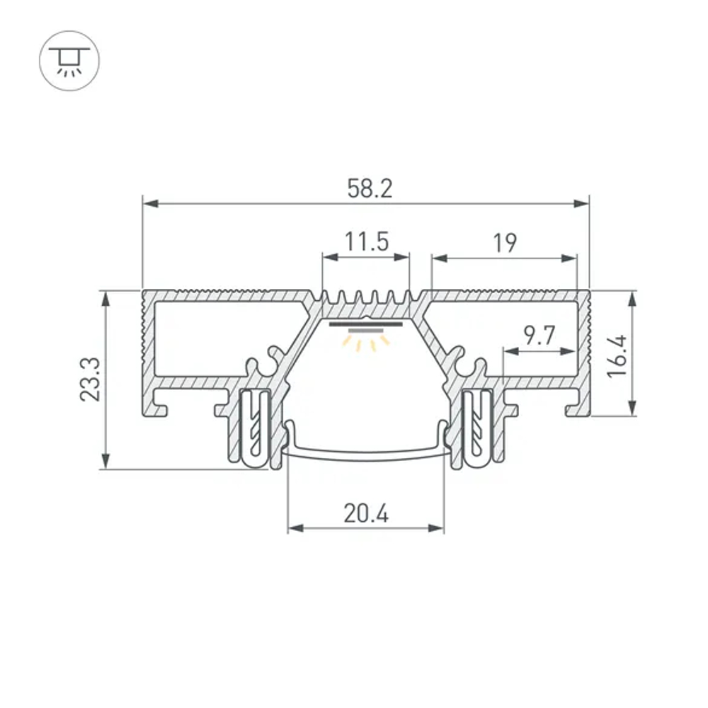 Профиль STRETCH-20-CEIL-D-CENTER-2000 WHITE (Arlight, Алюминий) 042948