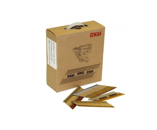 Реечные гвозди по дереву на бумажной кассете Toua, тип D34 2,87х63 RIBrt, упаковка 3000 шт.