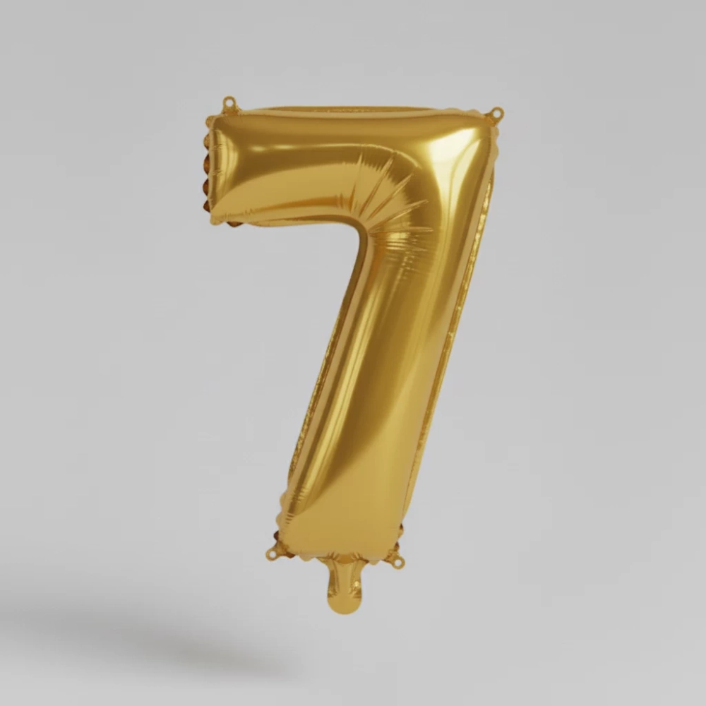 Шар цифра 7 золотого цвета