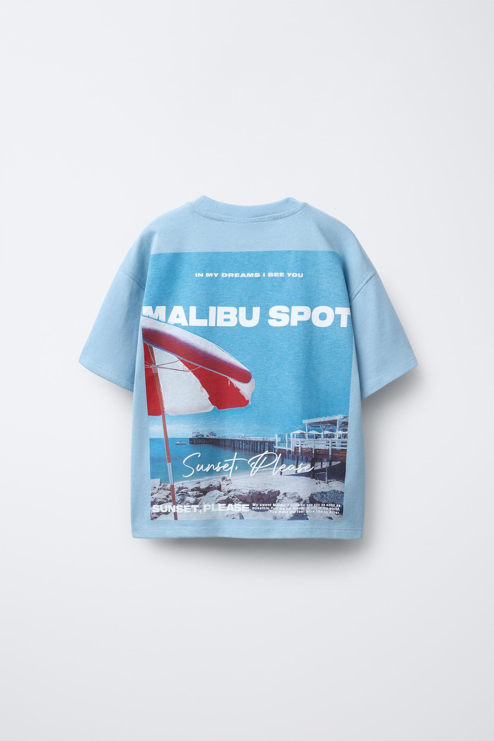 ZARA ФУТБОЛКА С ПРИНТОМ «ГОРОД», СИНИЙ