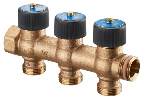 Гребёнка Oventrop Multidis R 3/4"x3/4" - 3 отвода коллектор «евроконус» арт. 4200553 DN 20 бронза