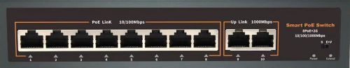 POE-82E-1 коммутатор PoE 8+2 портов, металлический корпус