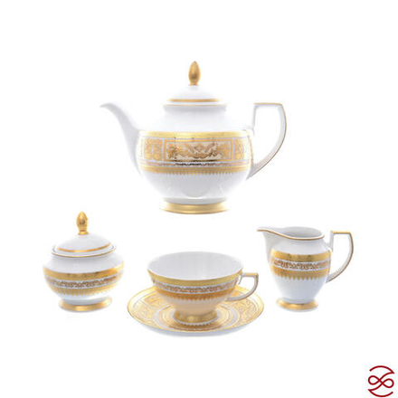 Чайный сервиз на 6 персон Falkenporzellan Diadem White Creme Gold 15 предметов