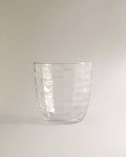 ZARA HOME СТАКАН С РЕЛЬЕФНЫМ УЗОРОМ «КВАДРАТЫ», ПРОЗРАЧНЫЙ