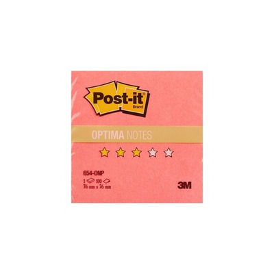Блок с л/к 76*76 3М Post-it 100л. маковый неон Optima Лето 654-ONP