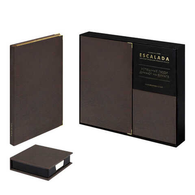 Ежедневник недатированный + подставка с блоком (набор подарочный) ESCALADA, А5, 160 л., ШЕВРЕТ ГЛОСС