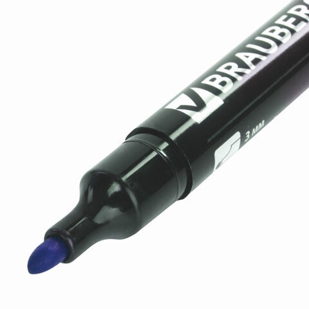 Маркер перманентный (нестираемый) BRAUBERG "Energy", СИНИЙ, круглый наконечник, 3 мм, с клипом, 150476