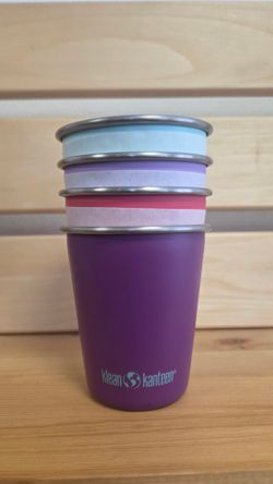 Набор одностенных стаканов Klean Kanteen Kid Cup 10oz (296 мл) Butterflies - 4 шт (вмятина на одном стаканчике)