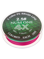 Шнур плетеный для рыбалки Ryobi NUM ONE PE4X-100M Multi Colour 3.5#/0,310 mm