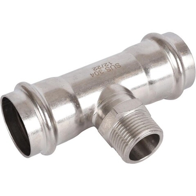 ROMMER Тройник с НР 42x1" из нержавеющей стали прессовой