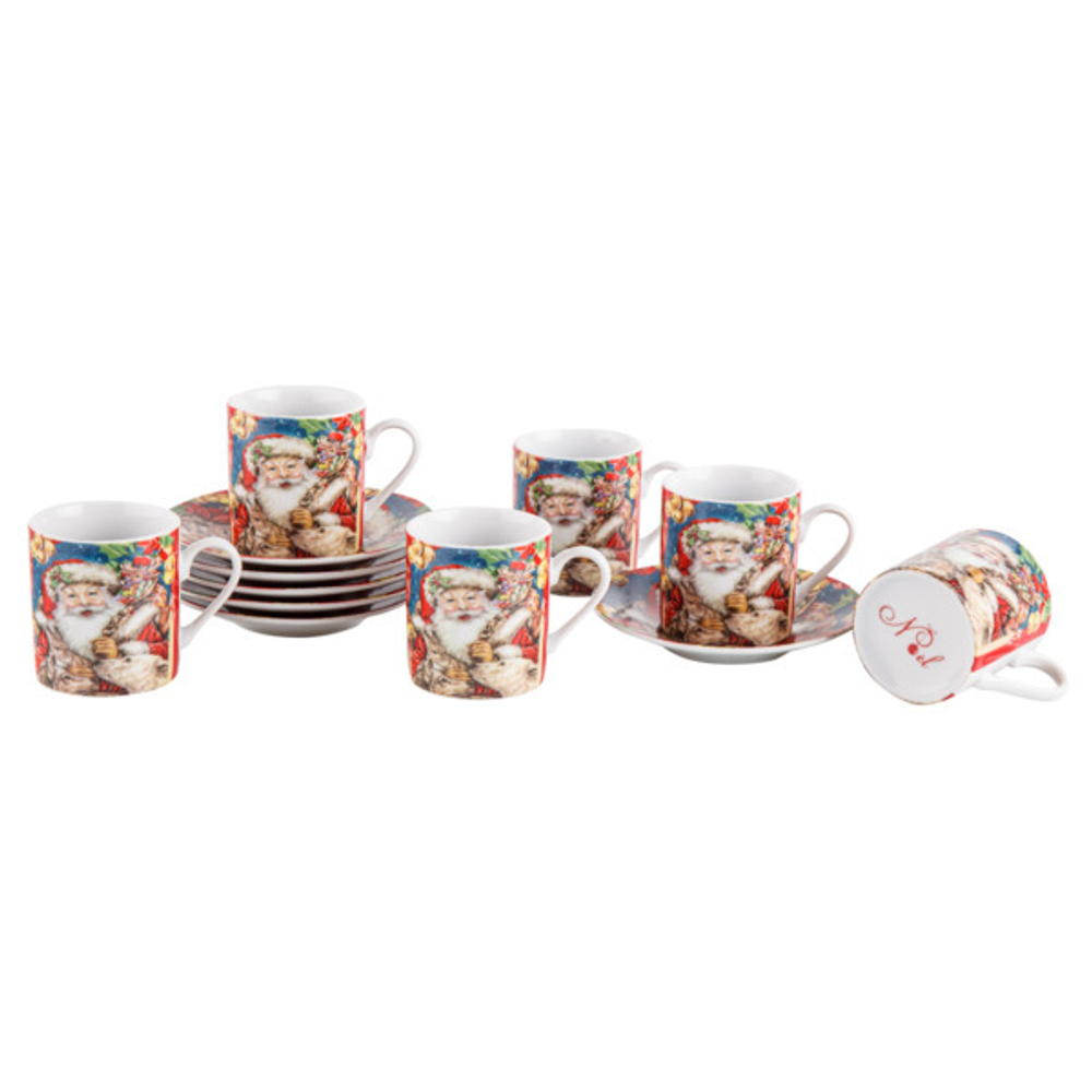 Набор чашек кофейных с блюдцем 6шт Lamart Noel Сюрприз Санта