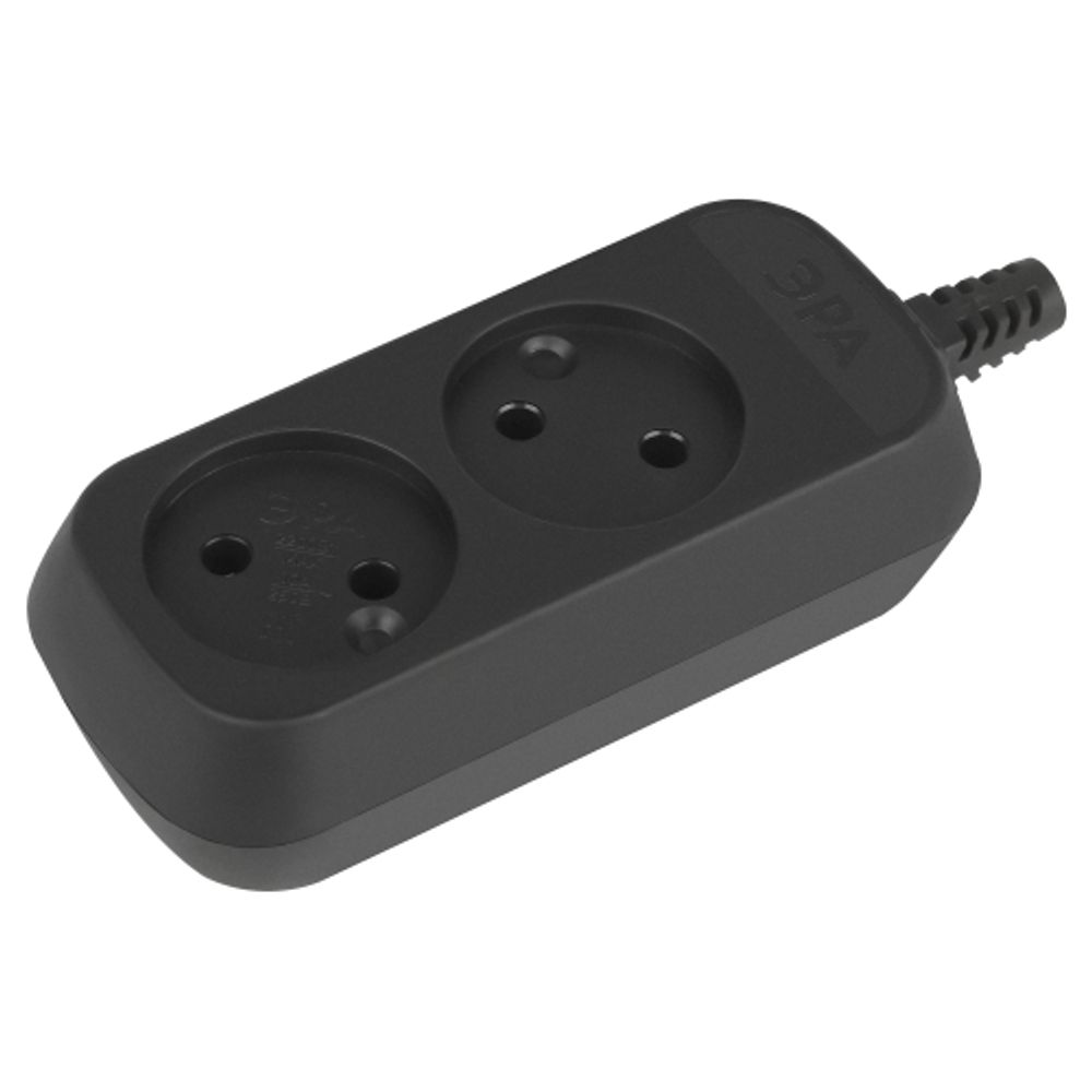 Колодка ЭРА KX-2-B 2 розетки без зазeмления черная | Колодки