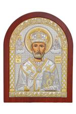 Николай Чудотворец, икона арочная, красное дерево 175х225