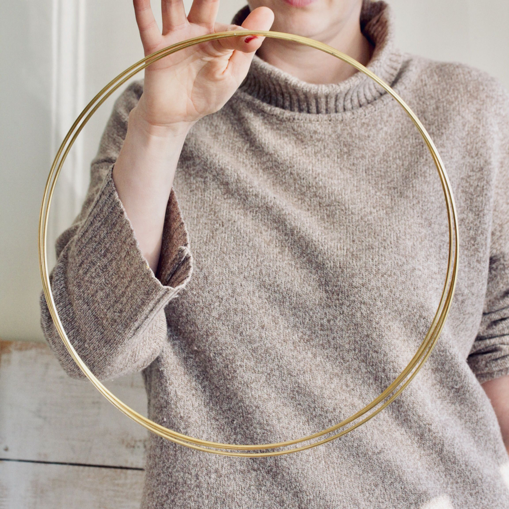 Кольца металлические для макраме 35 см 3 шт в наборе, цвет золотистый, неразъемное / кольцо металлическое основа для рукоделия / основа для ловца снов