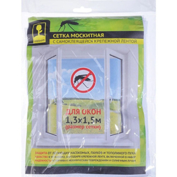 Сетка москитная для окон, 1.3х1.5 м, самоклеющаяся лента, бел, YTWS011B