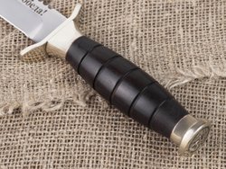 Нож «Морская пехота», сталь 95х18, резная рукоять из черного мореного граба