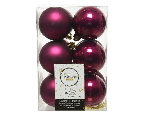 Набор пластиковых шаров Дивный 60 мм., магнолия, 12 шт., Kaemingk (022009)