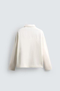 ZARA ПОЛО СВОБОДНОГО КРОЯ ИЗ СТРУКТУРНОЙ ТКАНИ, БЕЛЫЙ