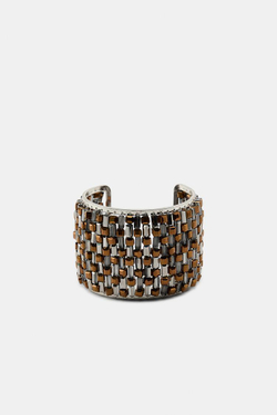 ZARA МЕТАЛЛИЧЕСКИЙ БРАСЛЕТ С БУСИНАМИ, СЕРЕБРИСТЫЙ