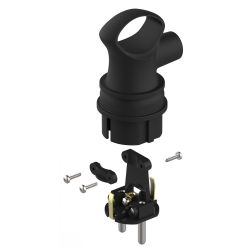 Вилка ЭРА VX12-B-IP44 каучуковая c заземлением 16А IP44 с кольцом угловая черная