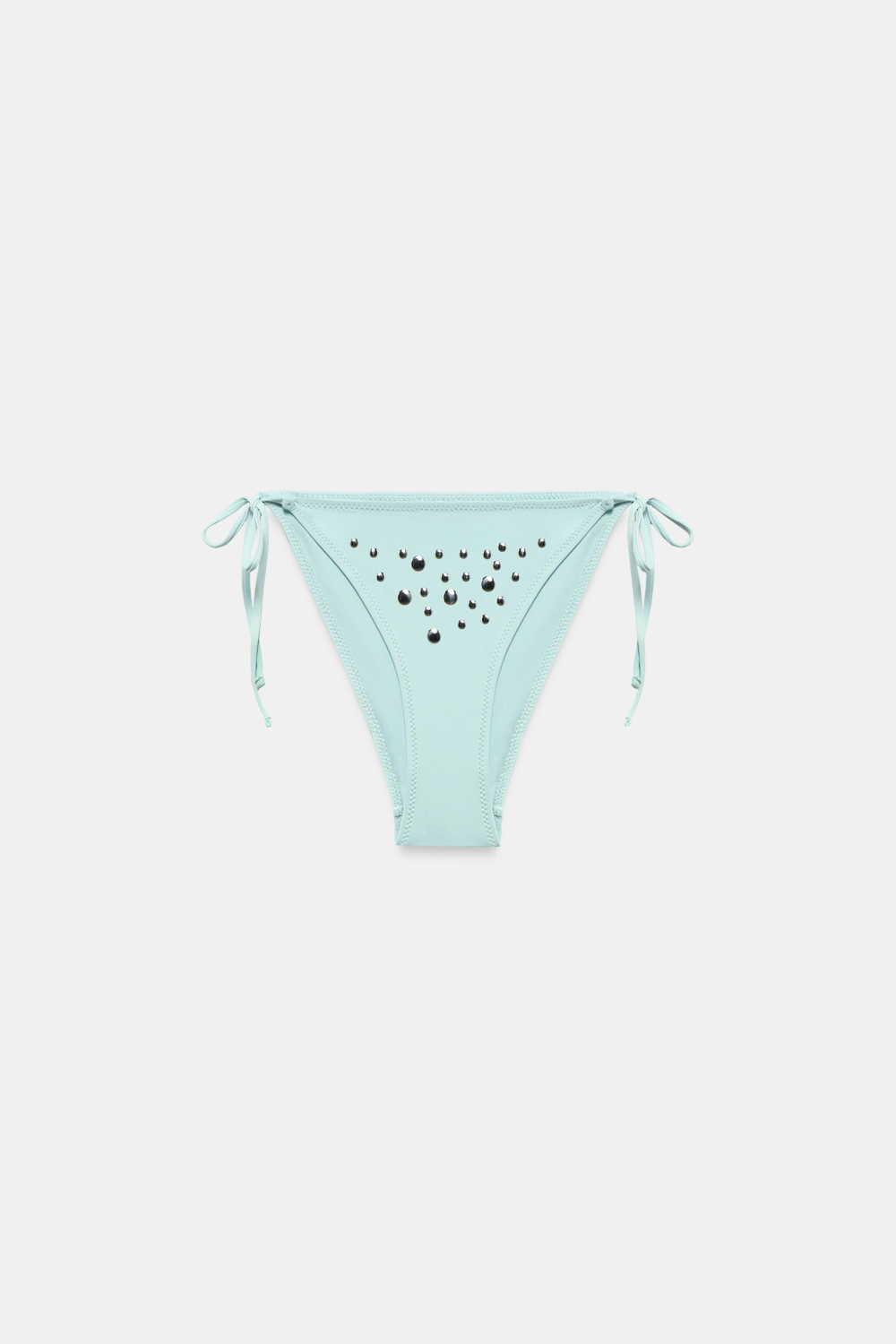 ZARA ПЛАВКИ БИКИНИ С ЗАКЛЕПКАМИ И ЗАВЯЗКАМИ, СВЕТЛО-БИРЮЗОВЫЙ