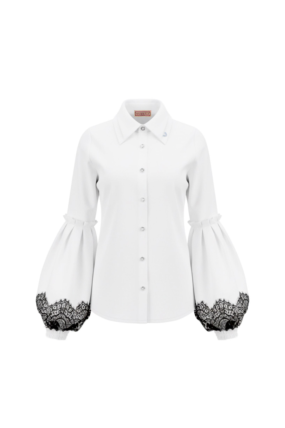 Блуза с объемными рукавами и кружевом