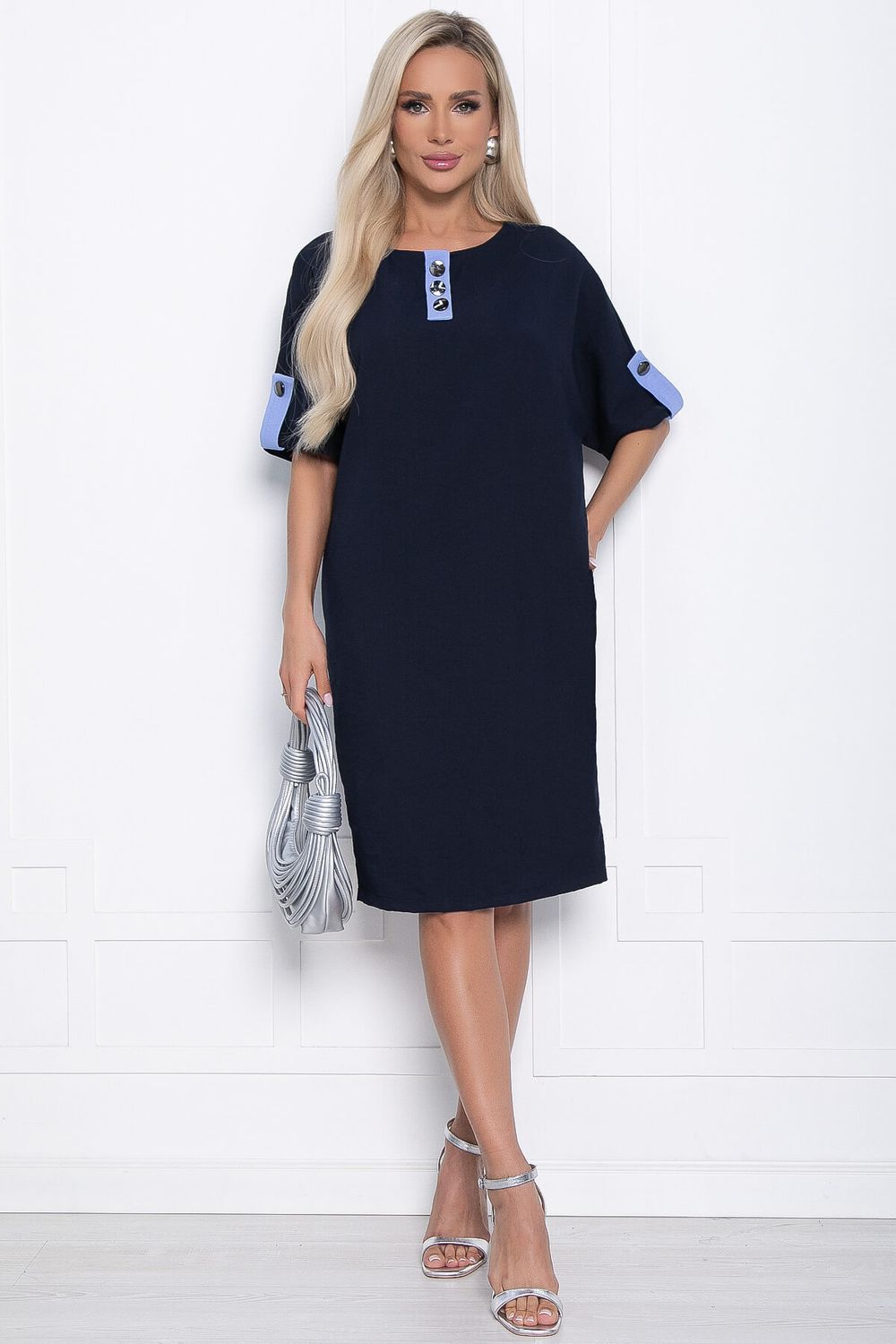 Платье Кайла люкс комбинированное (синее) П10873 LT Collection