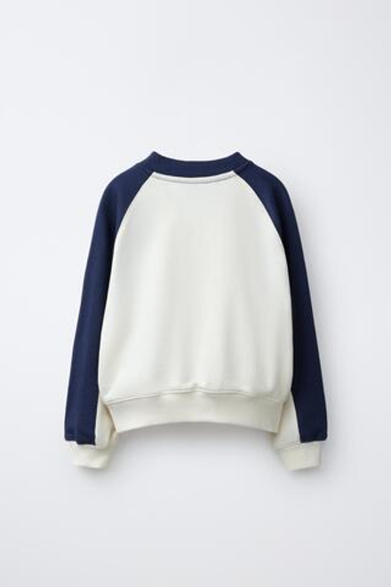 ZARA ТОЛСТОВКА С КОНТРАСТНЫМИ ДЕТАЛЯМИ, ЭКРЮ