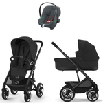 Коляска Cybex Talos S Lux BLK complete Aton B2 Steel Grey Base One 4 в 1 Moon Black с дождевиками