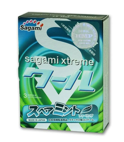 Презервативы Sagami Xtreme Mint латексные, с ароматом мяты 3шт.