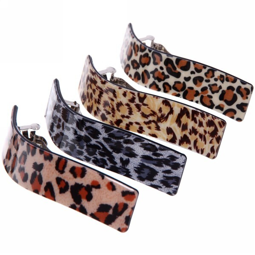 Заколка автомат «Коллекция Монталь-Леопард», волна, микс 6 цветов, 10*2см (Кокетка)