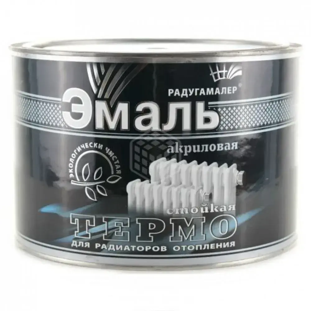 Краска для радиаторов отопления, батарей и труб термостойкая, акриловая, без запаха, белая 0,4 кг РАДУГАМАЛЕР / быстросохнущая, полуглянцевая, эмаль для радиаторов и труб