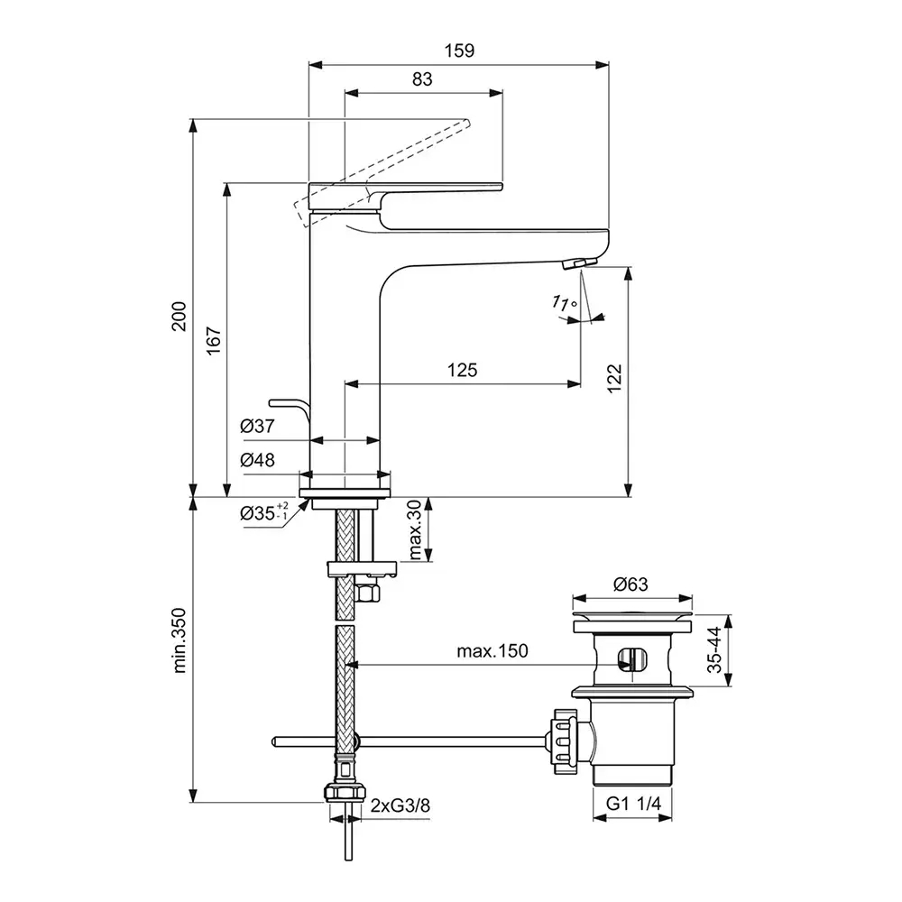 Смеситель для раковины CERAFINE O NUOVO BD909AA