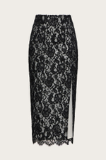 Юбка из молочного шелка и черного кордового кружева