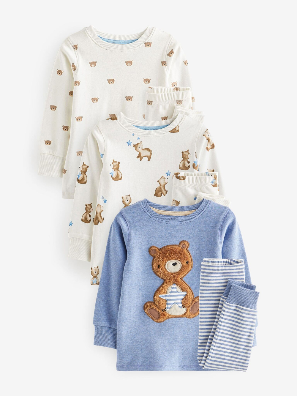 Пижама для мальчика Next 306-121, 3 шт., Молочный, Голубой