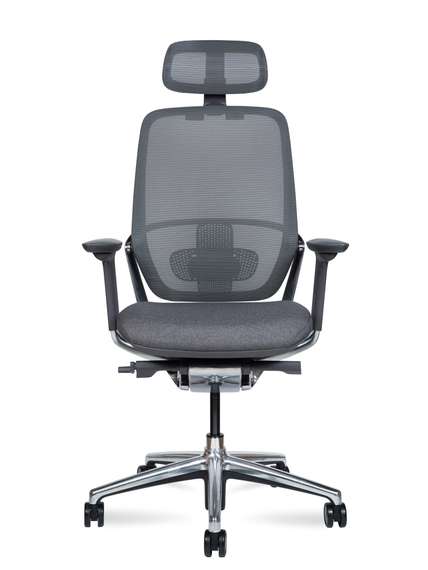 Кресло офисное Норден / Герц / Hertz / серая сетка / черный пласттик / база алюминий