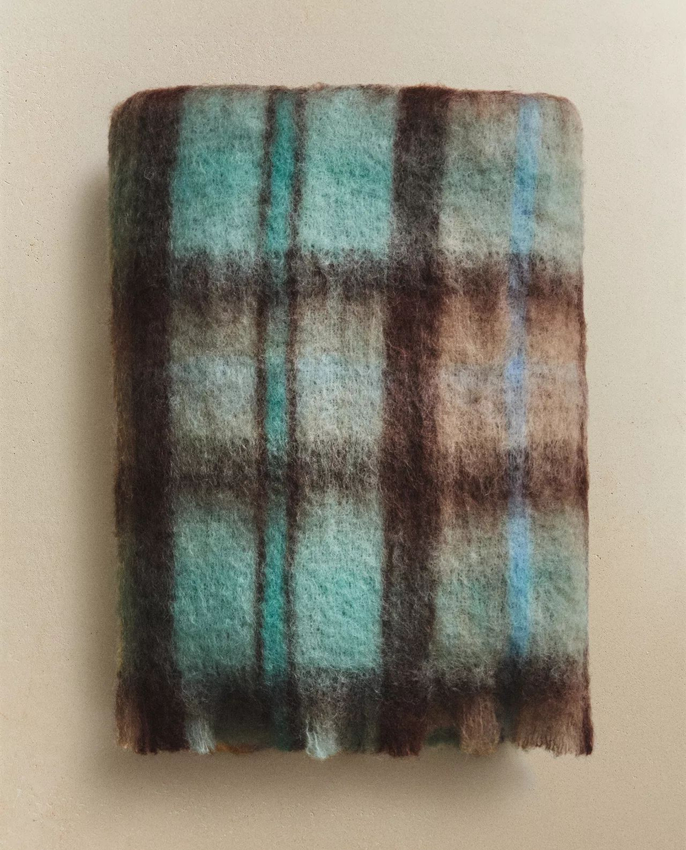 Zara Home - Шерстяной плед, голубой, 140x190 см