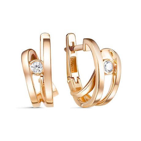 Серьги из золота 585 пробы с Фианит