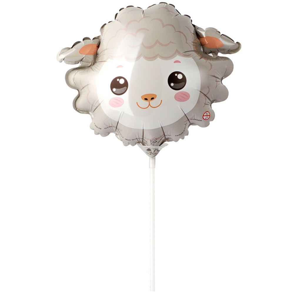 Шар Фольгированный Голова Овечки (Белый)