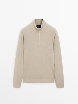 Massimo Dutti Свитер с воротником-стойкой, дымчатый