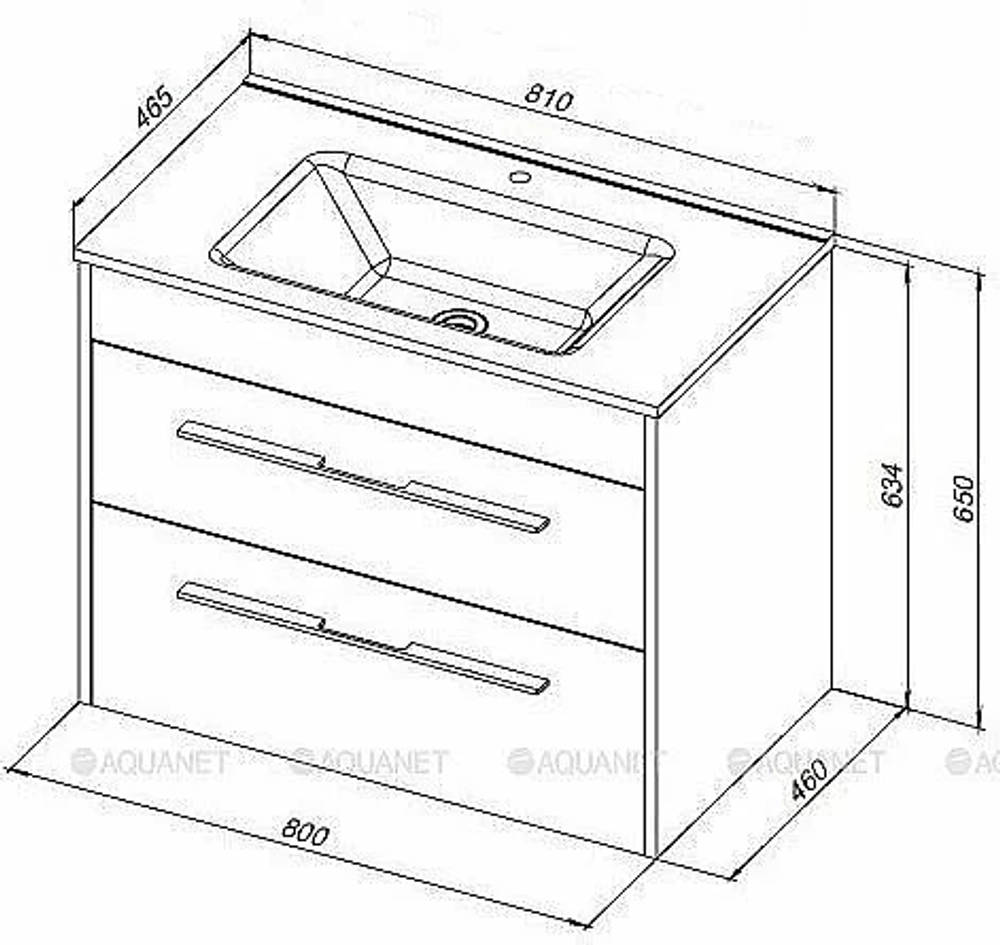 Тумба с раковиной Aquanet Августа 277508 80 белый