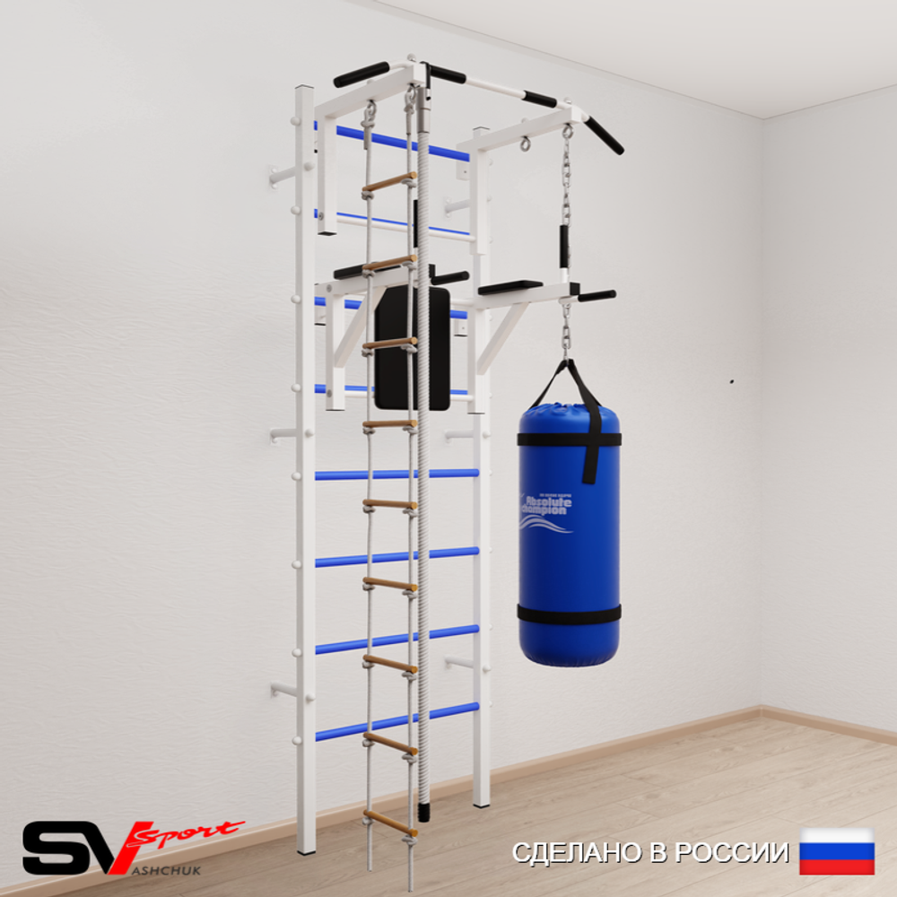 Шведская стенка Sv Sport усиленная 6753 (Турник стандарт/Брусья/Канат/Лестница/Цепь/Мешок 30кг)