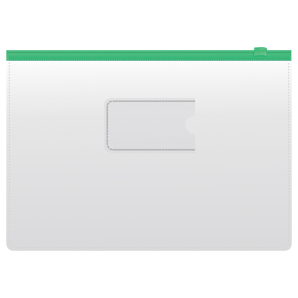 Папка-конверт на zip-молнии А4, ПВХ, 120мкм, прозрачная, цветная молния, карман, ассорти