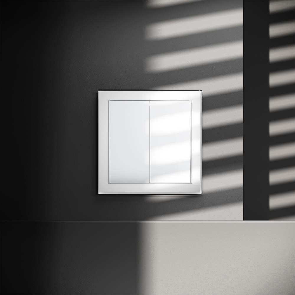 Выключатель встраиваемый VOLTUM S70 двухклавишный 10А, (белый глянцевый)